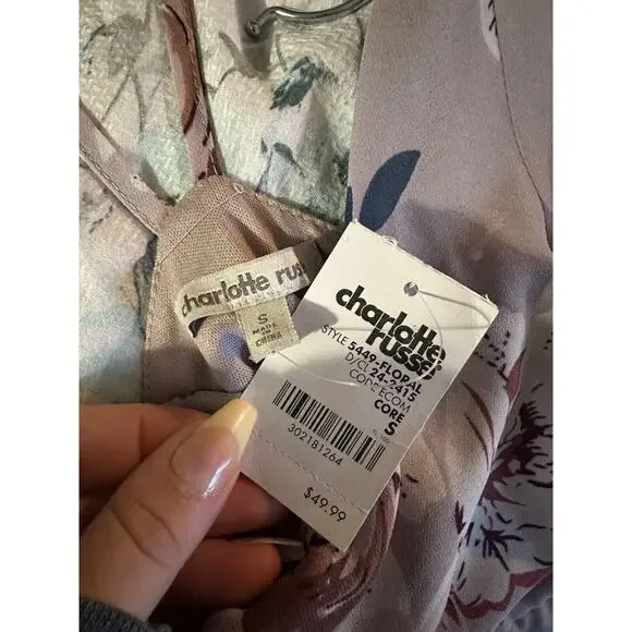 NWT Charlotte Russe Lavender Purple‎ Floral Maxi Dress Elegant S Small - Picture 2 of 7